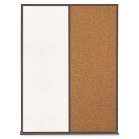 United Visual Products Single Door Radius Corkboard, 36"X36", S UV8002-SATIN-PEARL